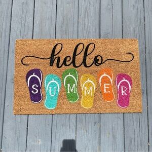 Colorful Flip Flop Welcome Coir Mat